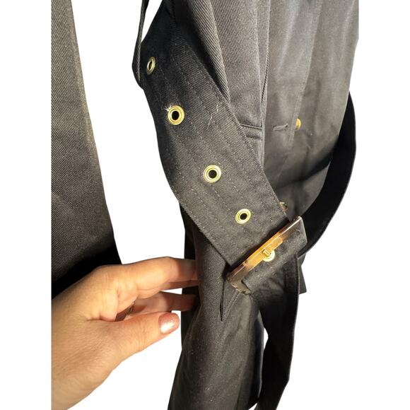Barbour NWT Greta Belted Water Resistant Twill Trench Coat in Black Size 14 - Picture 5 of 14